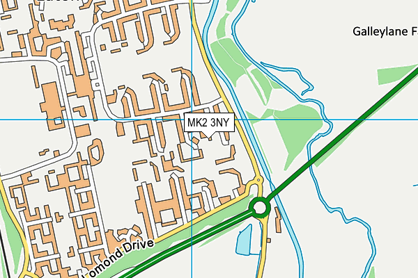MK2 3NY map - OS VectorMap District (Ordnance Survey)