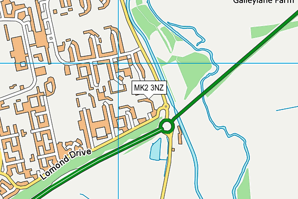 MK2 3NZ map - OS VectorMap District (Ordnance Survey)