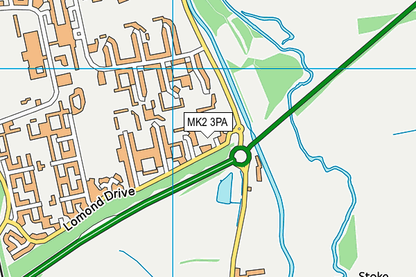 MK2 3PA map - OS VectorMap District (Ordnance Survey)