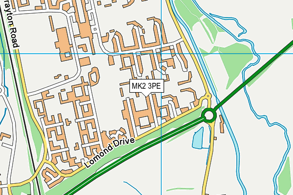 MK2 3PE map - OS VectorMap District (Ordnance Survey)