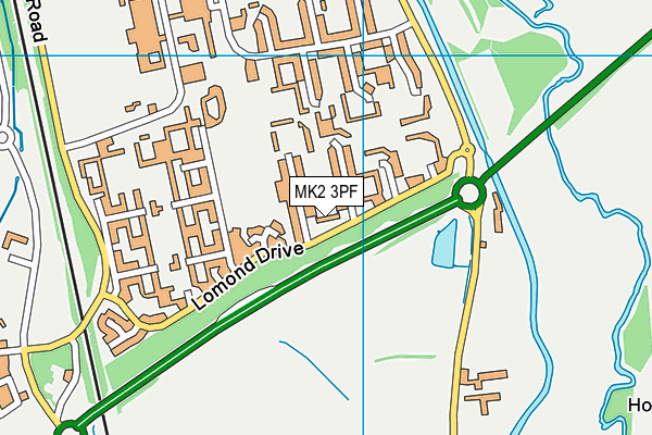 MK2 3PF map - OS VectorMap District (Ordnance Survey)