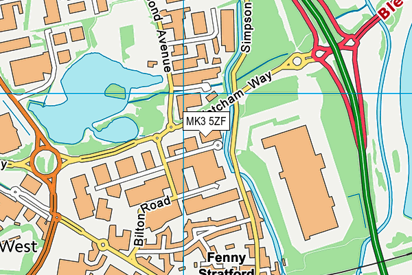 MK3 5ZF map - OS VectorMap District (Ordnance Survey)