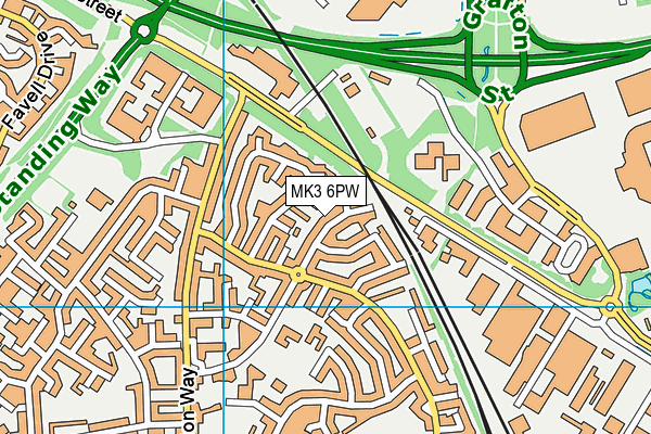 MK3 6PW map - OS VectorMap District (Ordnance Survey)