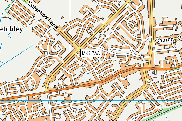 MK3 7AA map - OS VectorMap District (Ordnance Survey)