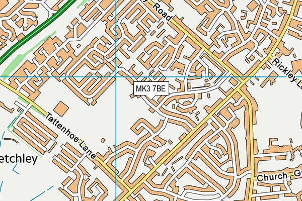 Derwent Drive Playing Fields map (MK3 7BE) - OS VectorMap District (Ordnance Survey)