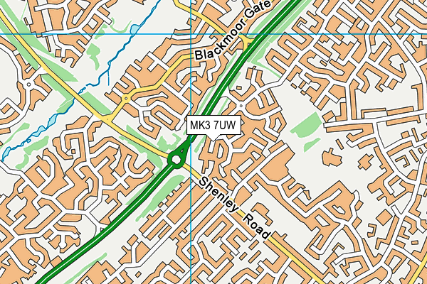 MK3 7UW map - OS VectorMap District (Ordnance Survey)