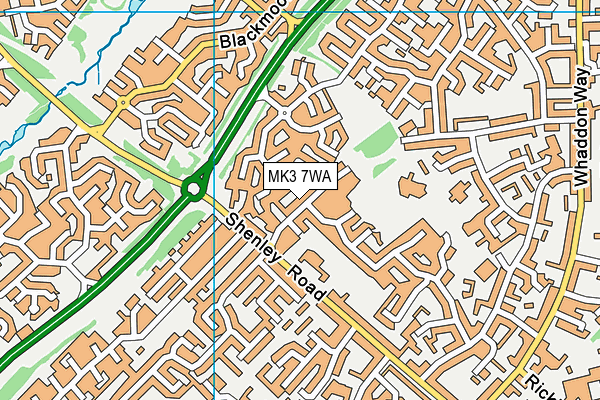 MK3 7WA map - OS VectorMap District (Ordnance Survey)