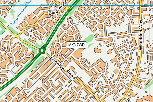 MK3 7WD map - OS VectorMap District (Ordnance Survey)