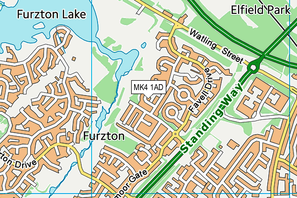 MK4 1AD map - OS VectorMap District (Ordnance Survey)