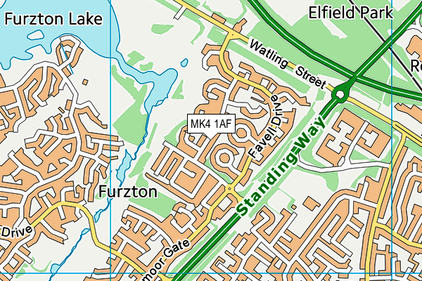 MK4 1AF map - OS VectorMap District (Ordnance Survey)