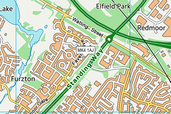 MK4 1AJ map - OS VectorMap District (Ordnance Survey)