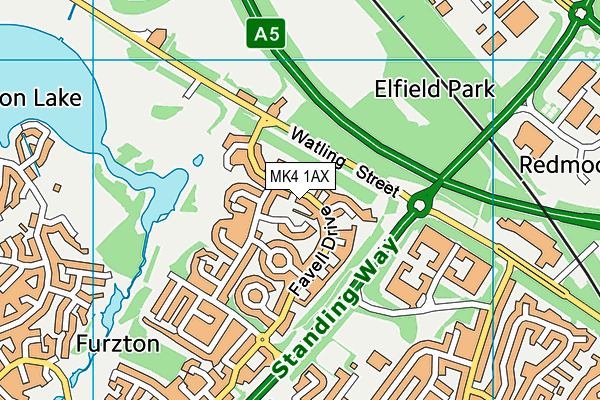 MK4 1AX map - OS VectorMap District (Ordnance Survey)