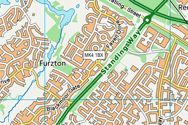 MK4 1BX map - OS VectorMap District (Ordnance Survey)