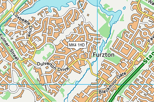 Furzton Sports Ground map (MK4 1HD) - OS VectorMap District (Ordnance Survey)
