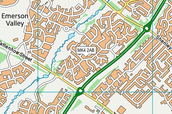 MK4 2AB map - OS VectorMap District (Ordnance Survey)