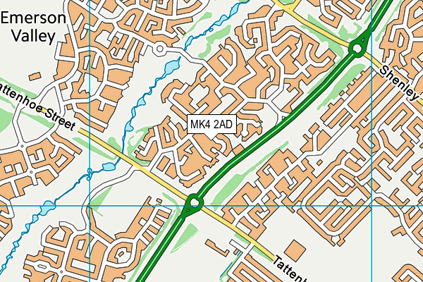 MK4 2AD map - OS VectorMap District (Ordnance Survey)