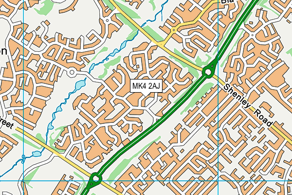 MK4 2AJ map - OS VectorMap District (Ordnance Survey)