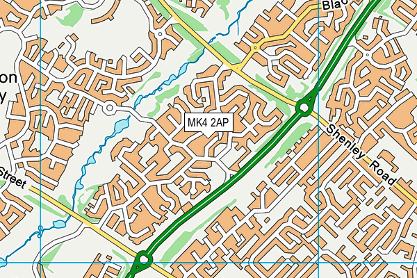 MK4 2AP map - OS VectorMap District (Ordnance Survey)