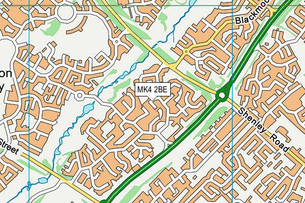 MK4 2BE map - OS VectorMap District (Ordnance Survey)