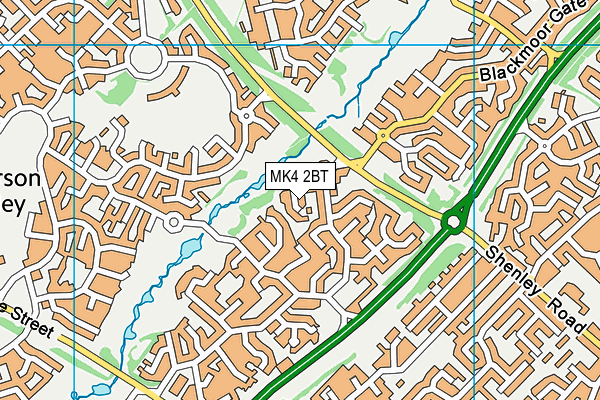 MK4 2BT map - OS VectorMap District (Ordnance Survey)