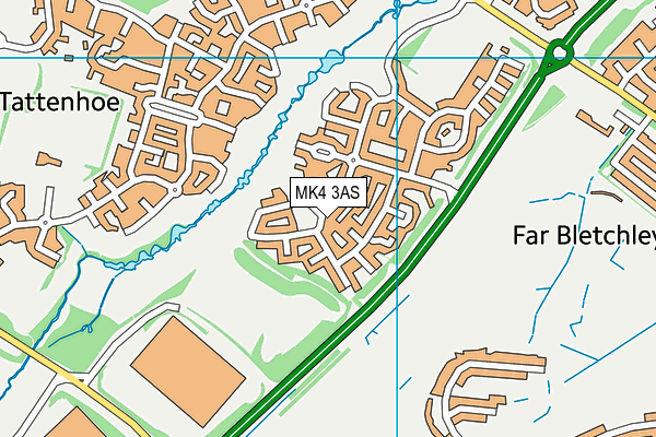 MK4 3AS map - OS VectorMap District (Ordnance Survey)