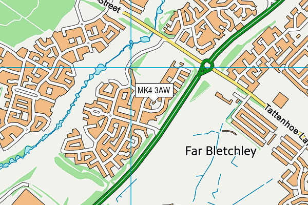 MK4 3AW map - OS VectorMap District (Ordnance Survey)