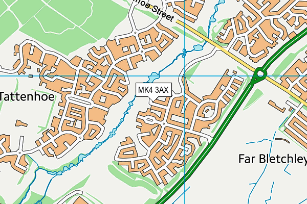 MK4 3AX map - OS VectorMap District (Ordnance Survey)
