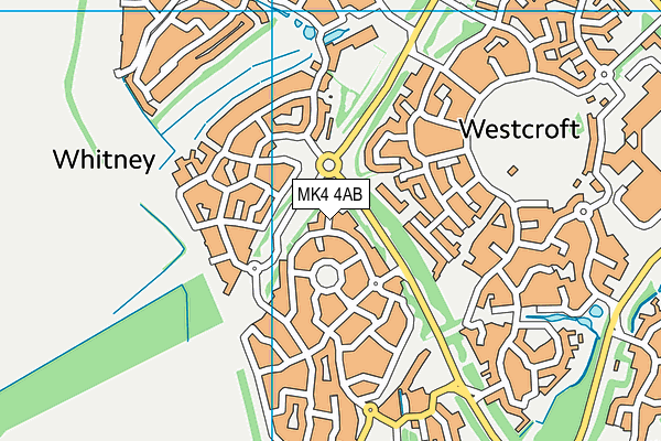 MK4 4AB map - OS VectorMap District (Ordnance Survey)