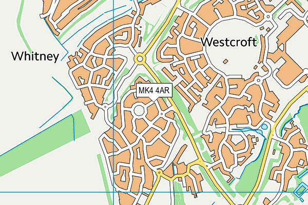 MK4 4AR map - OS VectorMap District (Ordnance Survey)