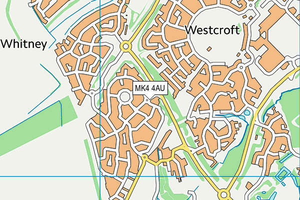 MK4 4AU map - OS VectorMap District (Ordnance Survey)