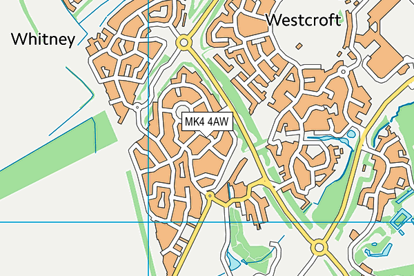MK4 4AW map - OS VectorMap District (Ordnance Survey)