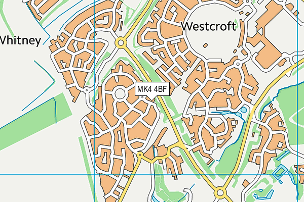 MK4 4BF map - OS VectorMap District (Ordnance Survey)