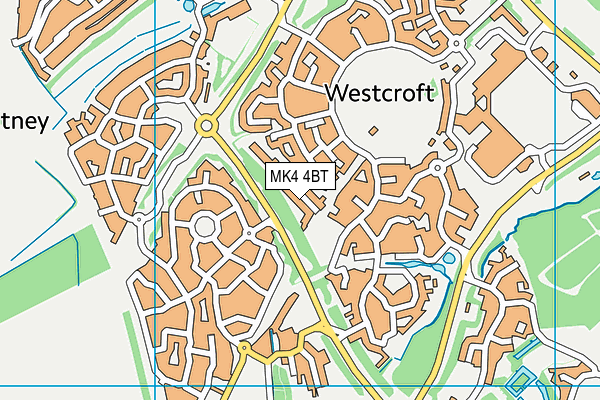 MK4 4BT map - OS VectorMap District (Ordnance Survey)