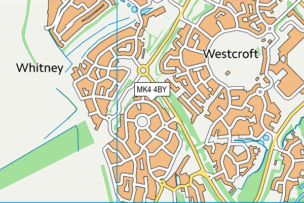 MK4 4BY map - OS VectorMap District (Ordnance Survey)