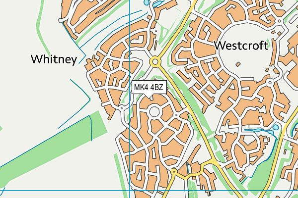 MK4 4BZ map - OS VectorMap District (Ordnance Survey)