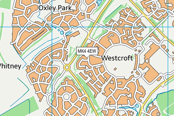 MK4 4EW map - OS VectorMap District (Ordnance Survey)