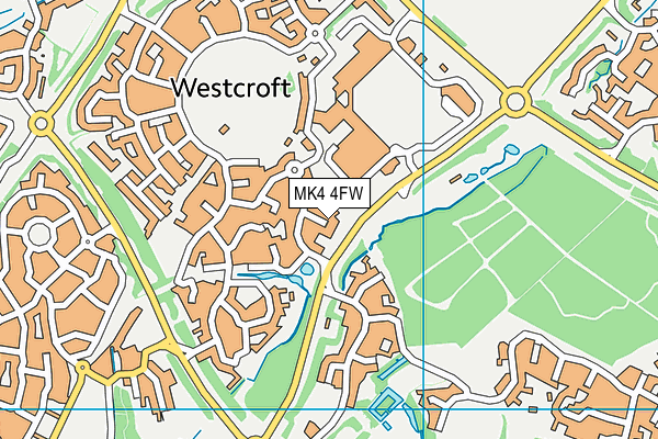 MK4 4FW map - OS VectorMap District (Ordnance Survey)
