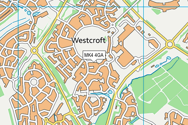 MK4 4GA map - OS VectorMap District (Ordnance Survey)