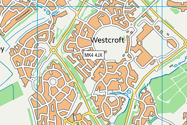 MK4 4JX map - OS VectorMap District (Ordnance Survey)