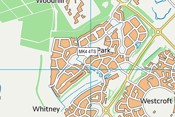 MK4 4TS map - OS VectorMap District (Ordnance Survey)