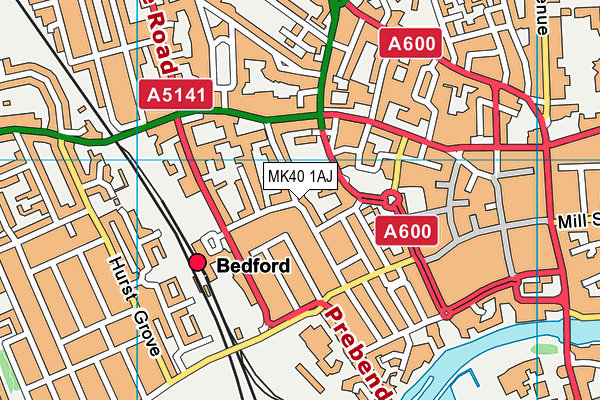 MK40 1AJ map - OS VectorMap District (Ordnance Survey)