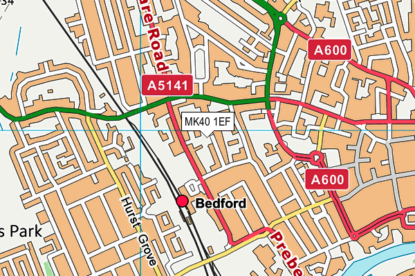 MK40 1EF map - OS VectorMap District (Ordnance Survey)