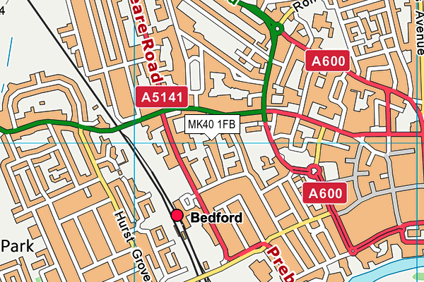 MK40 1FB map - OS VectorMap District (Ordnance Survey)