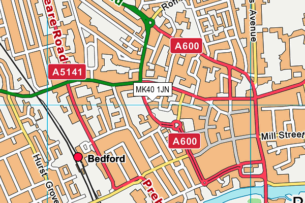 MK40 1JN map - OS VectorMap District (Ordnance Survey)