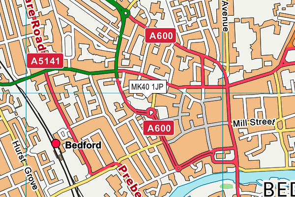 MK40 1JP map - OS VectorMap District (Ordnance Survey)