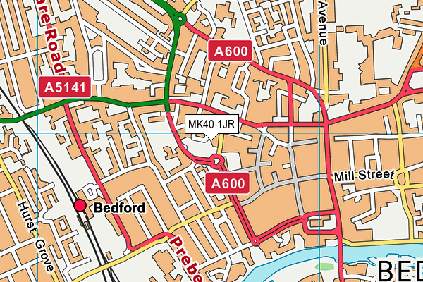 MK40 1JR map - OS VectorMap District (Ordnance Survey)