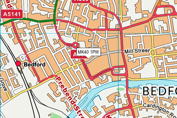 MK40 1PW map - OS VectorMap District (Ordnance Survey)