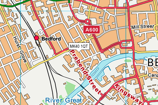 MK40 1QT map - OS VectorMap District (Ordnance Survey)