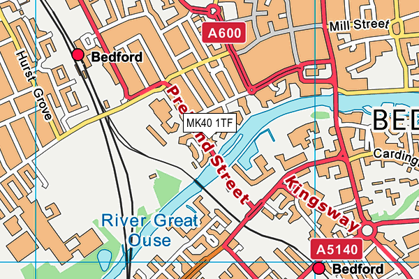 MK40 1TF map - OS VectorMap District (Ordnance Survey)