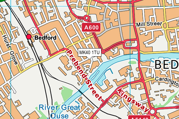 MK40 1TU map - OS VectorMap District (Ordnance Survey)